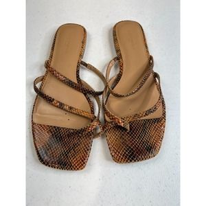 Banana Republic Barely There Sandal 24cm‎ Brown Snakeskin Square Toe Flip Flops